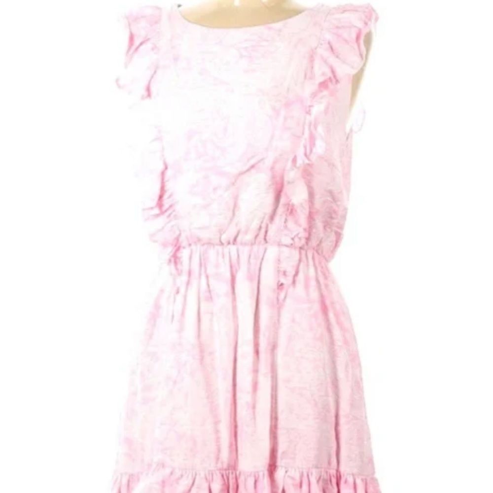 EUC Aqua Pink Paisley Ruffle Bottom Dress Medium
